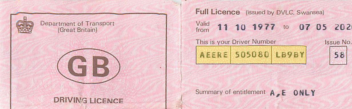 Old Licence Example